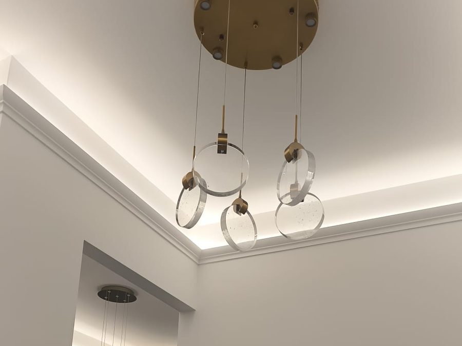 Controsoffitto con luce a LED e lampadario a Torvaianica